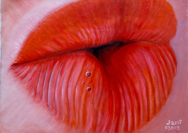 Los labios rojos Oil Canvas Portrait