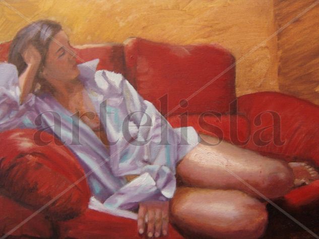 sofia en el sofá Oil Canvas Figure Painting