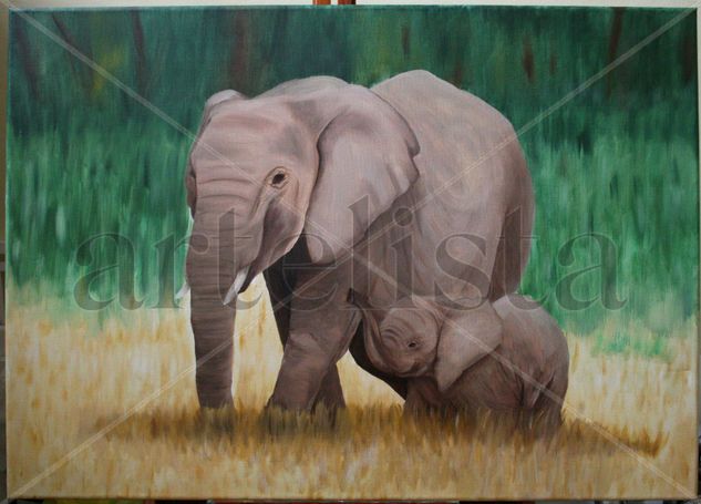 Madre e hijo Oil Canvas Animals