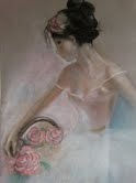 bailarina   con flores Pastel Paper Figure Painting