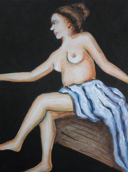 desnudo, de estudio, año 2005, constt, chile. Acrylic Textile Nude Paintings