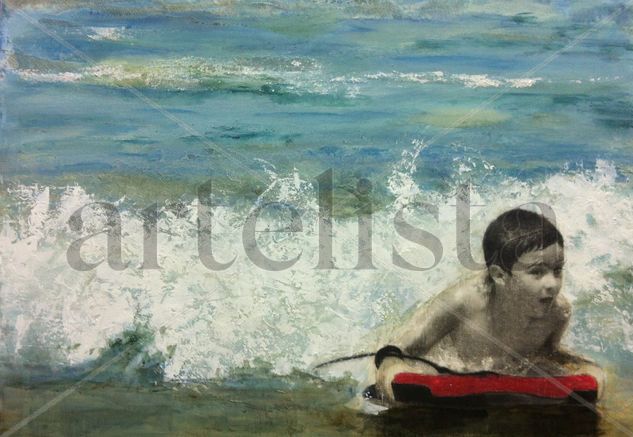 Nicolás sobre olas Acrylic Canvas Marine Painting