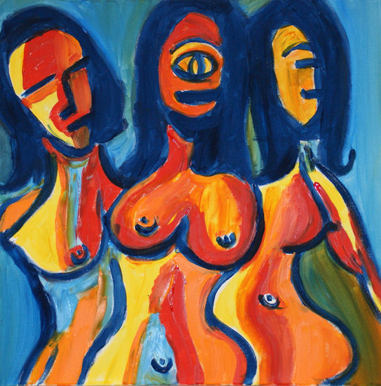 Women2.......Sandra Conceição Acrylic Textile Nude Paintings