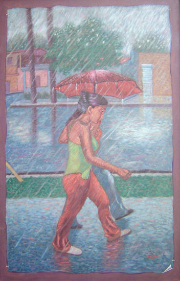 LLUVIA EN EL TRÓPICO  -1 Óleo Tela Paisaje