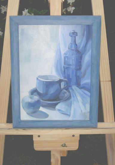 En azul Oil Panel Still Life Paintings