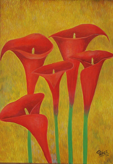 LOS CARTUCHOS Oil Canvas Floral Painting