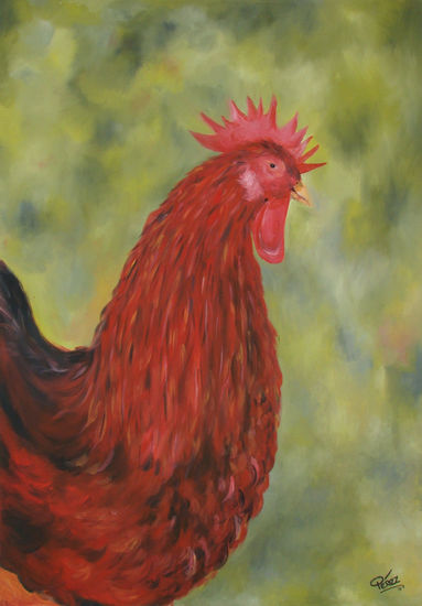 EL GALLO Óleo Lienzo Animales