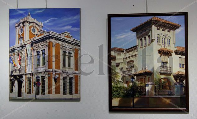 ayntamiento viejo y palacte (albacete) Oil Canvas Landscaping