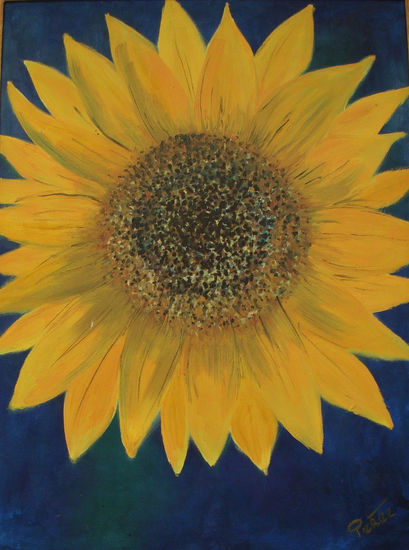 GIRASOL SOLITARIO Oil Canvas Floral Painting