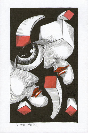 Saban pinturas - Saban arte - Guatemala Ink Paper Figure Painting