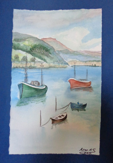 Paseo en barco Watercolour Card Marine Painting