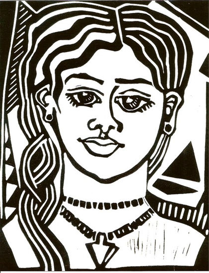 CUÑÁ PAYÉ, GUARANÍ SOURCERER, 2004 Woodcut