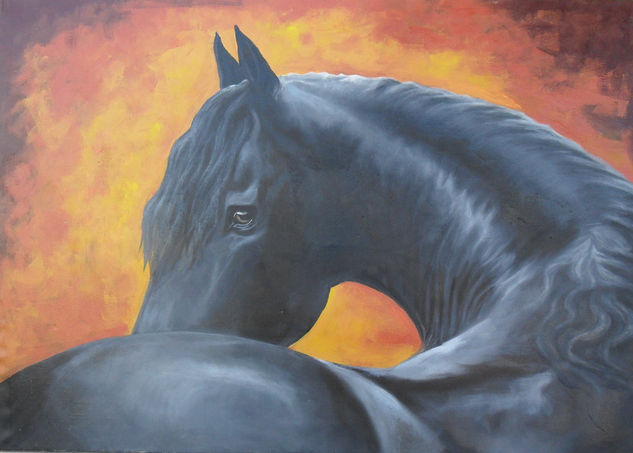 Caballo Negro Oil Canvas Animals