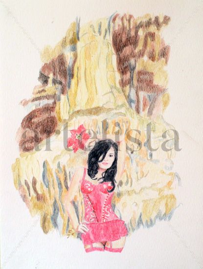 Flor de cueva Pastel Paper Figure Painting