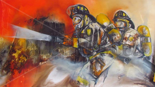 bomberos Óleo Lienzo Figura