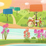 Paisaje Colorista con bici antigua