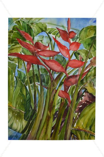 " Heliconias" Watercolour Paper Floral Painting