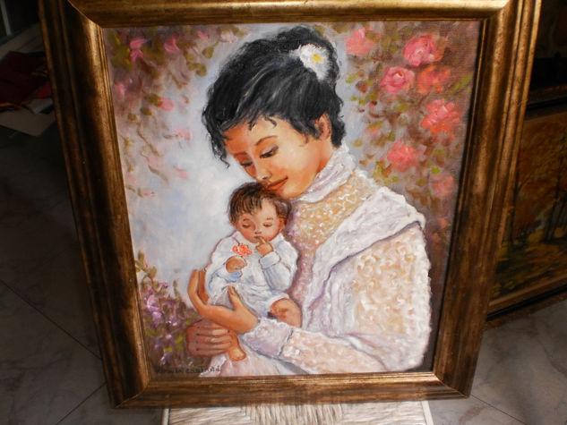 MATERNIDAD  4 Oil Canvas Figure Painting