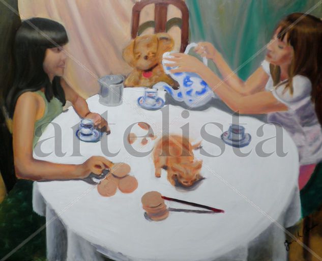 te party Oil Canvas Figure Painting