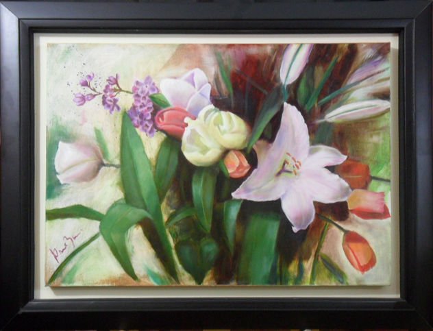 Lilies, Tulips and stocks