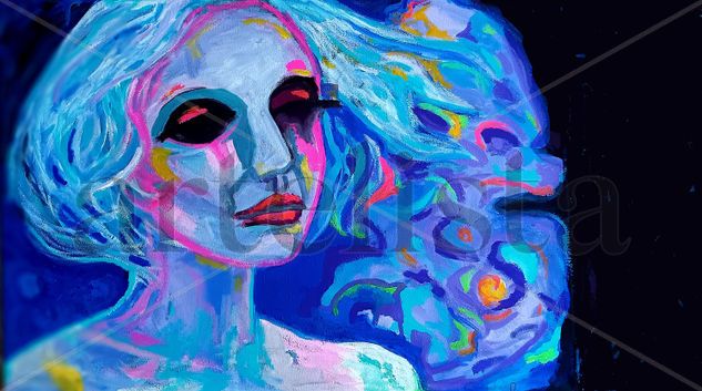 Luna mujer de la bella noche Oil Canvas Landscaping