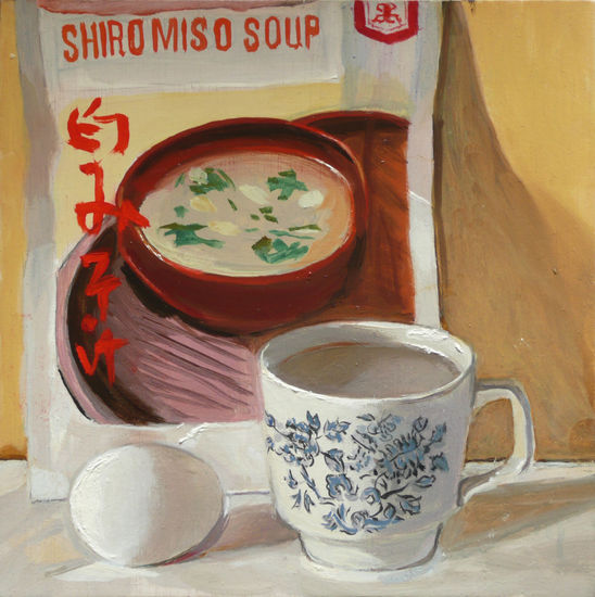 Sopa de Miso Óleo Tabla Bodegones