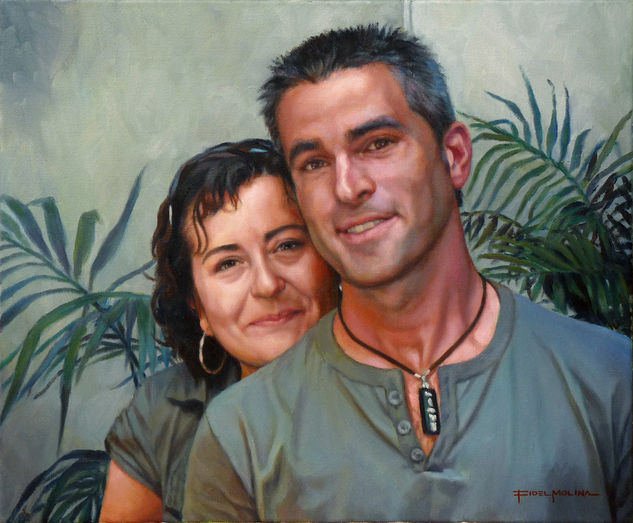 Verónica y Antonio Oil Canvas Portrait