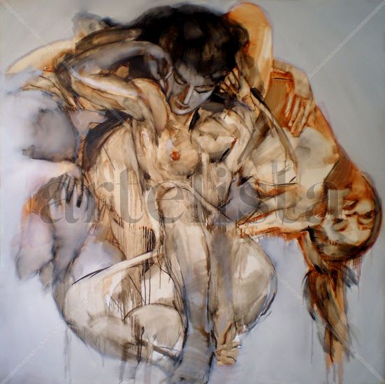 Soñolientos. Oil Panel Nude Paintings