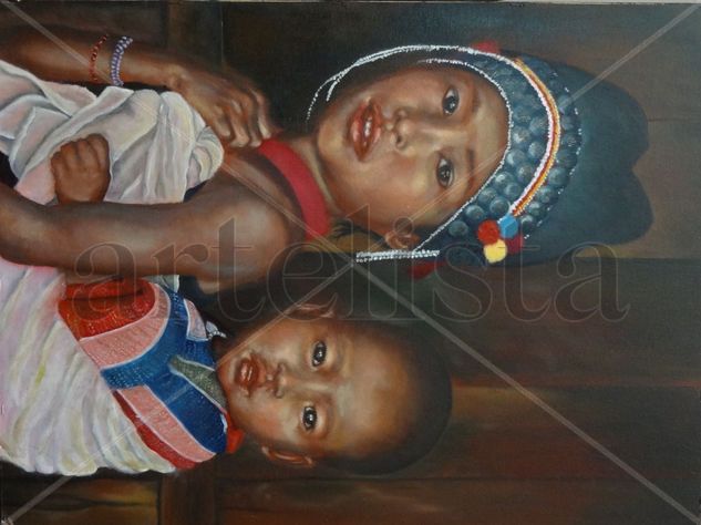 NIÑA MADRE Oil Canvas Portrait