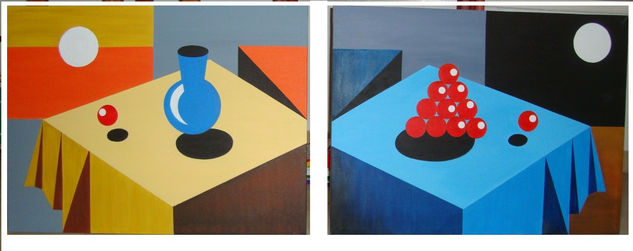 bodegon dia y noche Acrylic Canvas Still Life Paintings