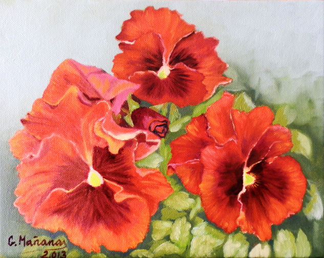 Pensamientos III Oil Canvas Floral Painting