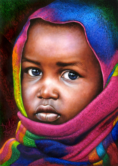 NIÑO DE ÁFRICA 70 Oil Canvas Portrait