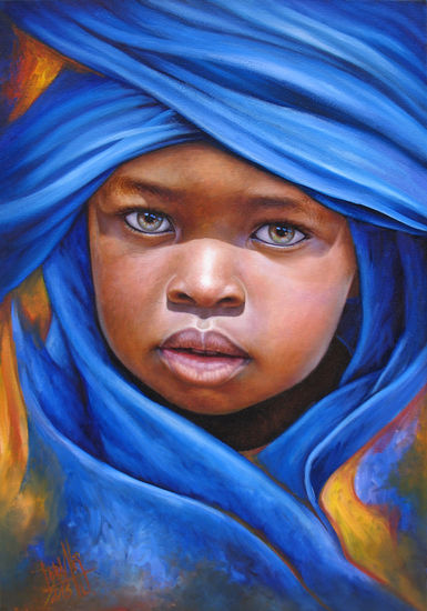 NIÑO DE ÁFRICA 71 Oil Canvas Portrait