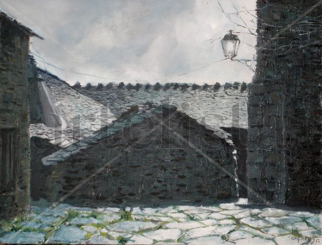 "Campillo bajo la lluvia" Oil Panel Landscaping