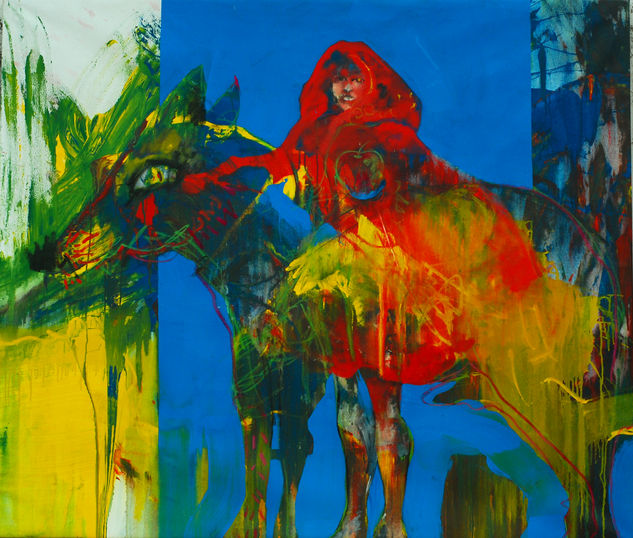 caperucita roja y el perro Oil Canvas Figure Painting