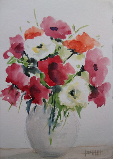 Amapolas Watercolour Paper Floral Painting