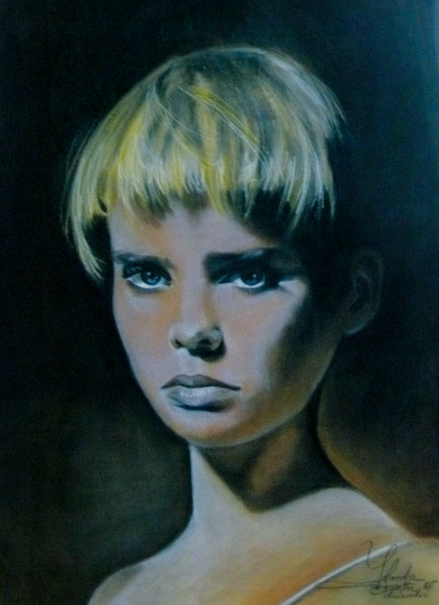 Retrato a pastel de mujer rubia l (kid)