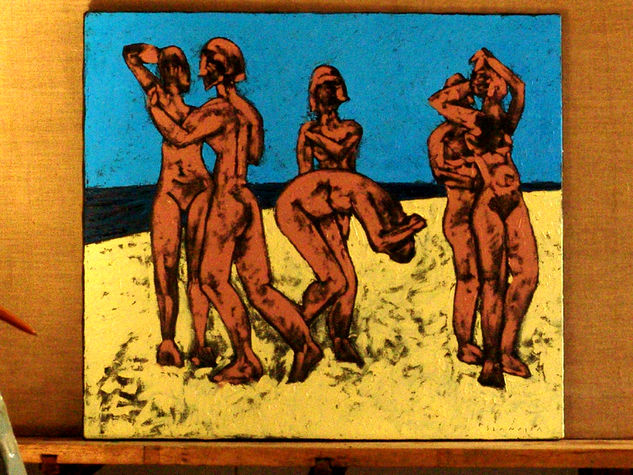 LES DAMES SUR LA PLAYA 2 Oil Canvas Nude Paintings