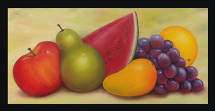 Frutas con fondo verde