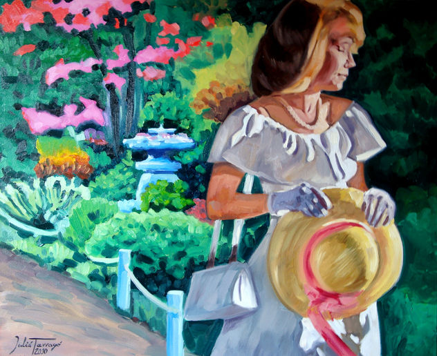 Sissy Spacek en el jardín