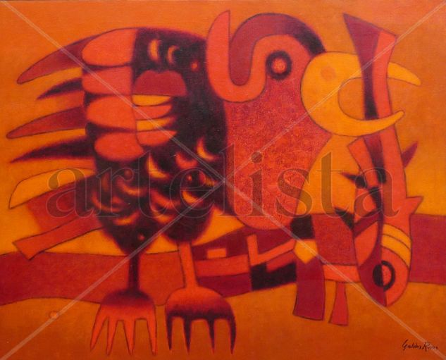 Nasca en rojo Óleo Lienzo Animales