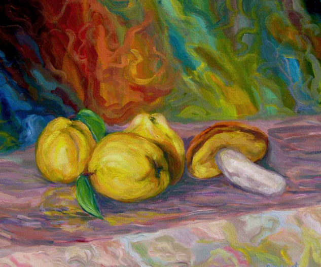 Membrillos y Hongo Oil Canvas Still Life Paintings