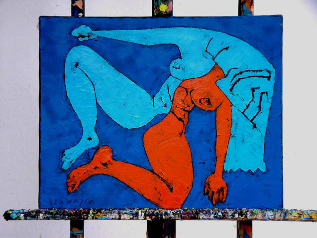 PAIR BLUE 1 Oil Canvas Nude Paintings