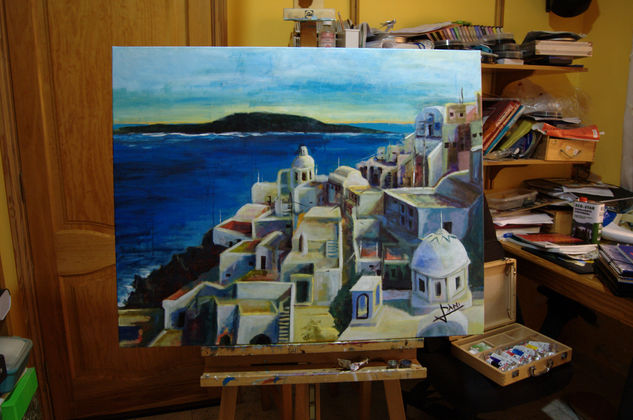 Santorini Acrylic Canvas Landscaping