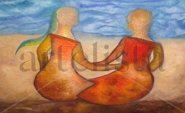 Pareja Oil Canvas Figure Painting