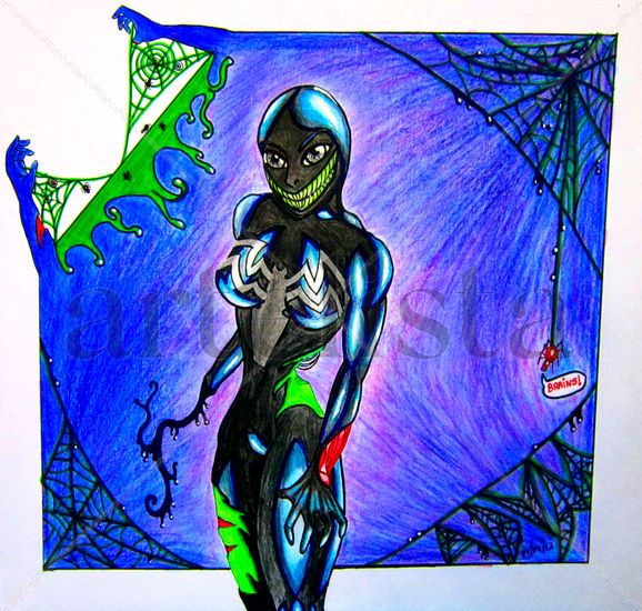 Lady Venom Zombie Mixed Media