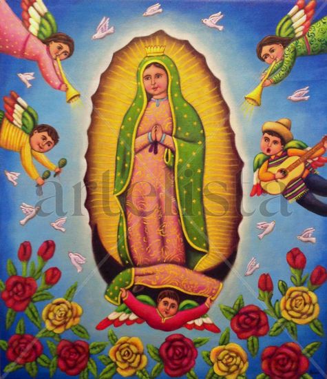 Virgen de Guadalupe Acrylic Canvas Figure Painting