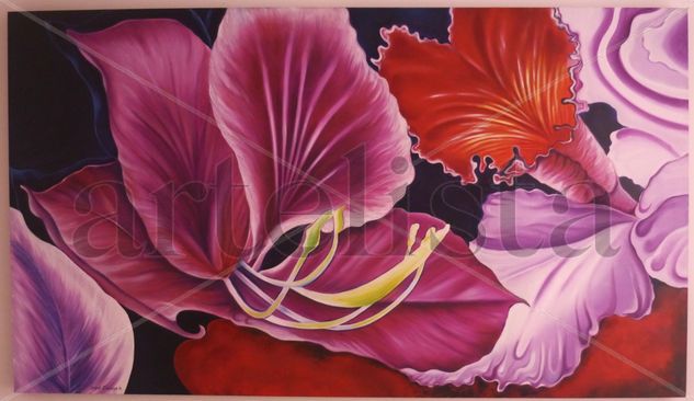 ORQUIDEA 2 Oil Textile Floral Painting