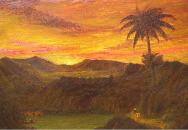 puesta de sol con palmera