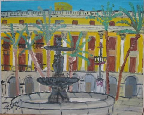 Plaza real Oil Canvas Landscaping